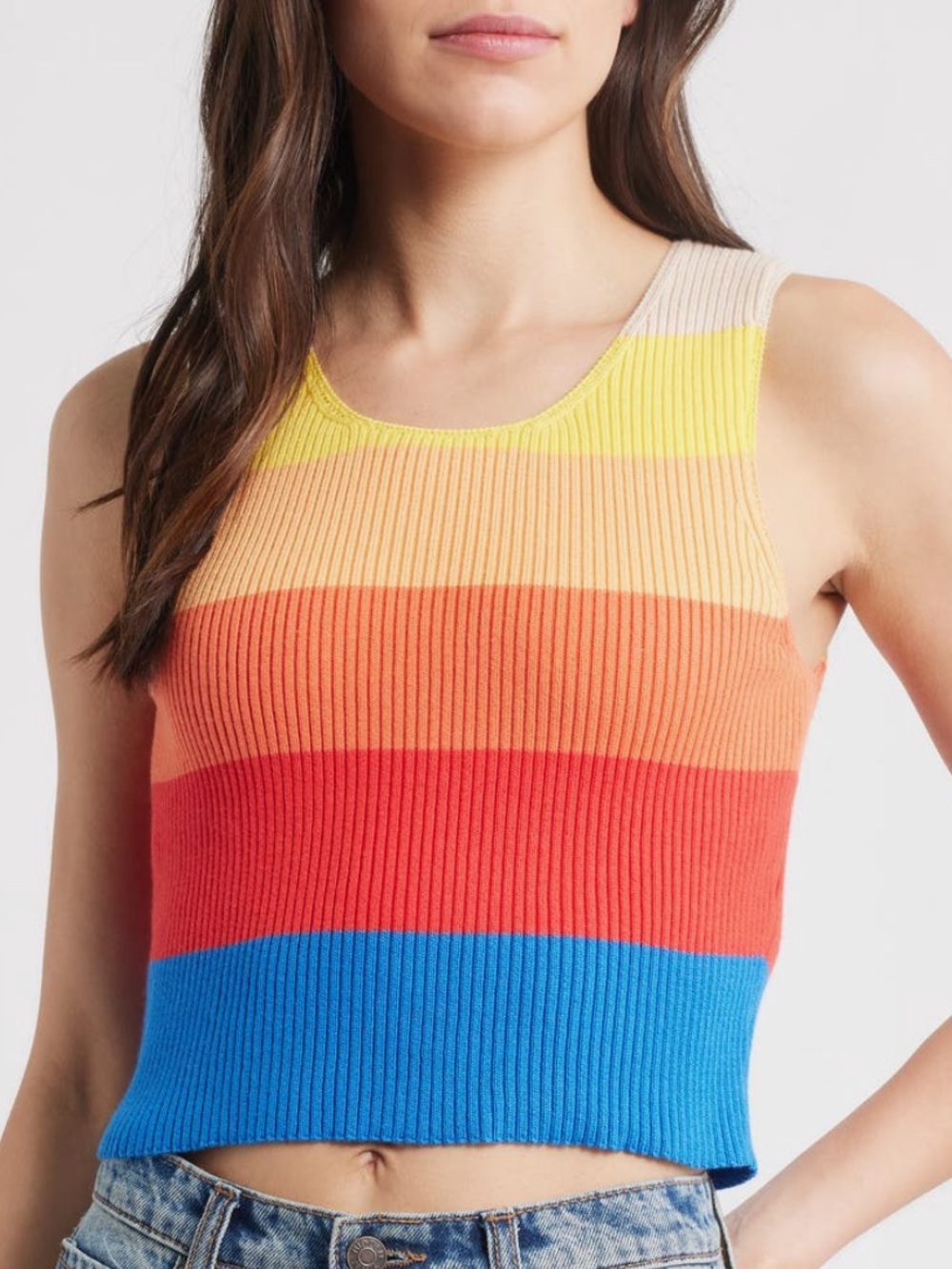 NEW MOTHER The Colorblock Sleeveless Rib Sweater